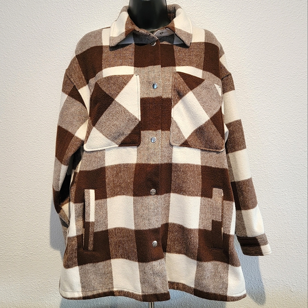 H&M Plaid Checkered Brushed Twill Bloggers Favorite Shirt Jacket